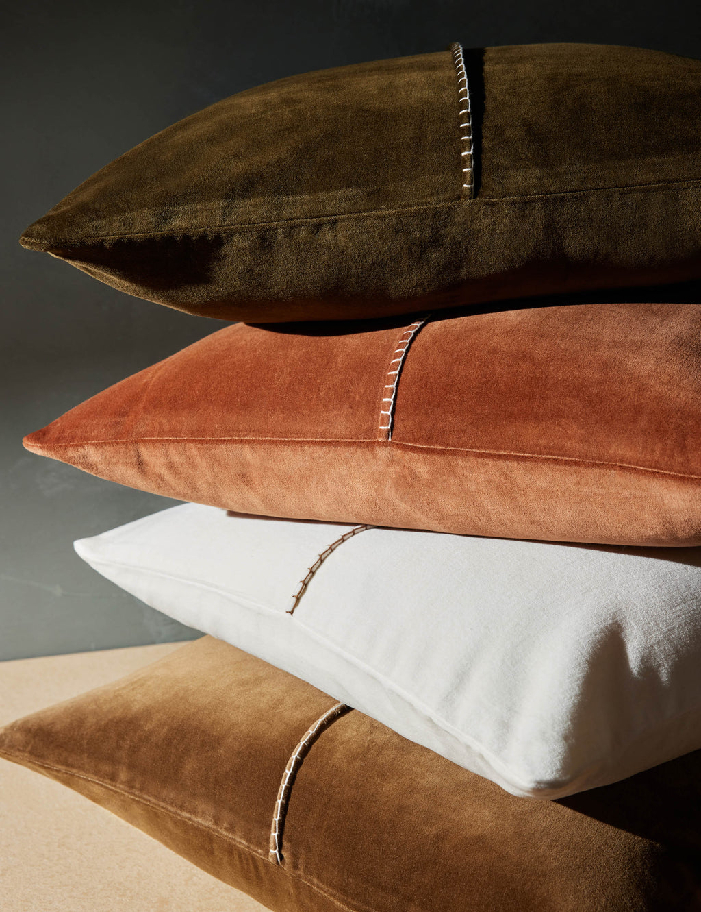 Caden Velvet Pillow | Luxe Texture, Whip Stitching Detail
