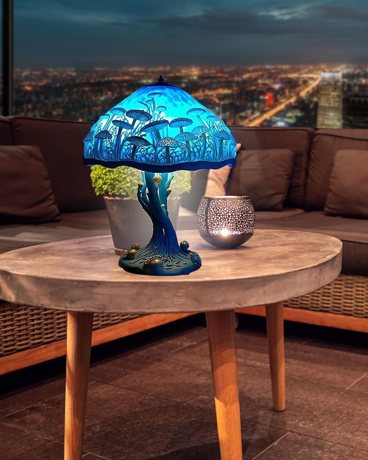 LumaMushroom: Designer Table Lamp Made of Resin in Mushroom Shape & Ambient Lighting – for Living Room & Bedroom