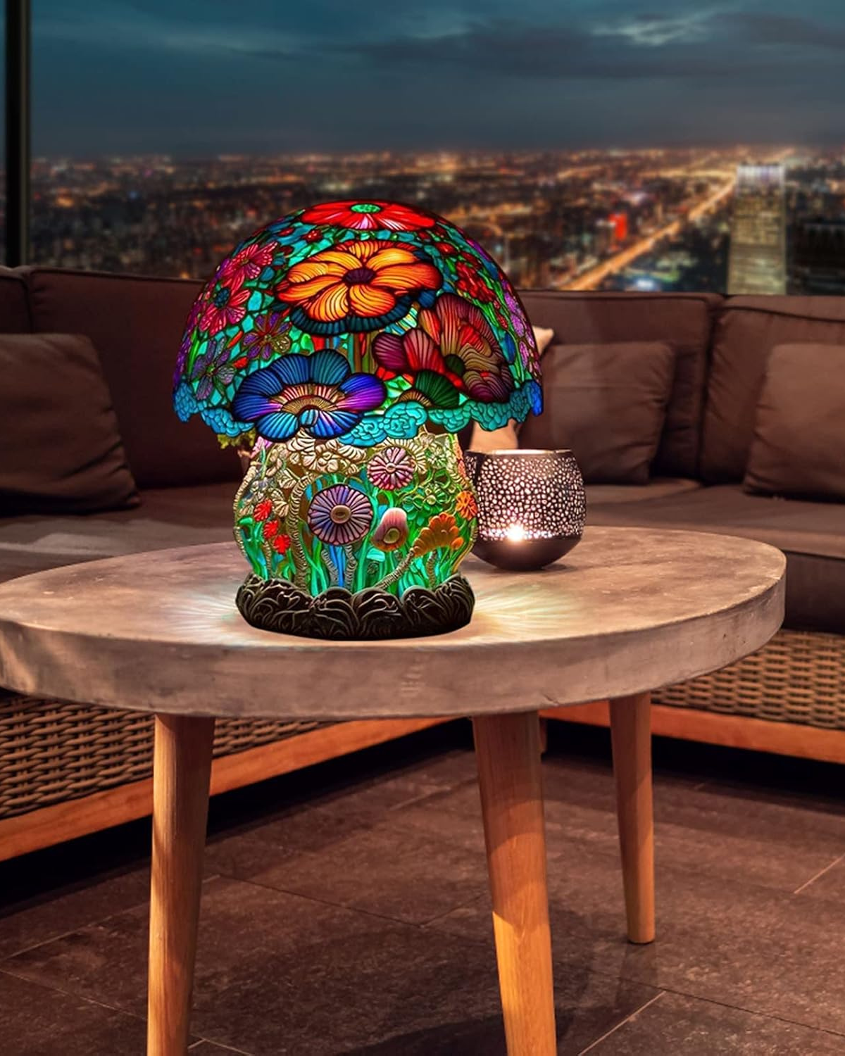LumaMushroom: Designer Table Lamp Made of Resin in Mushroom Shape & Ambient Lighting – for Living Room & Bedroom