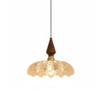 Flower-Shaped Resin Shade Wood Pendant Light