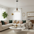 Flower-Shaped Resin Shade Wood Pendant Light