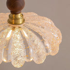 Flower-Shaped Resin Shade Wood Pendant Light