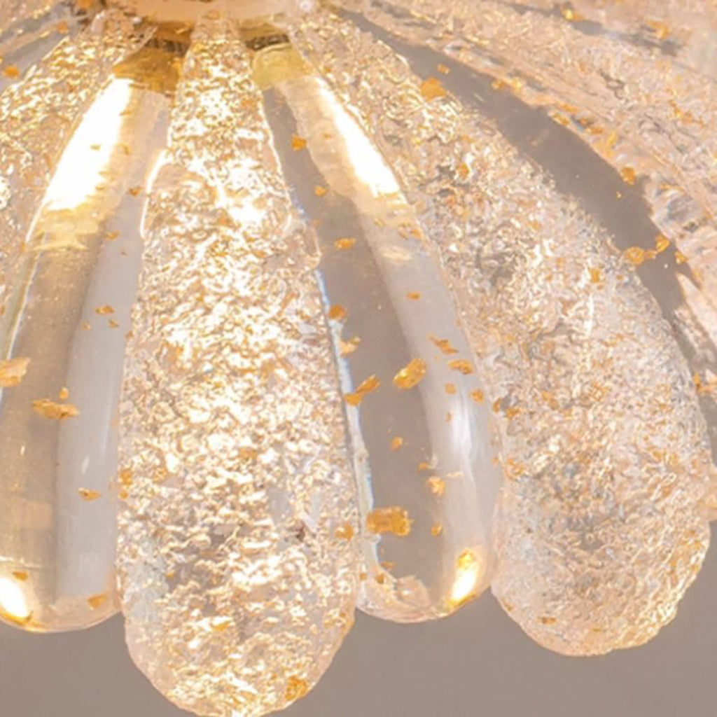 Flower-Shaped Resin Shade Wood Pendant Light