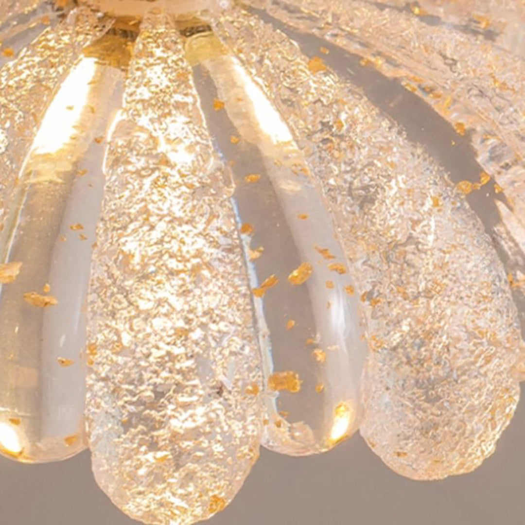 Flower-Shaped Resin Shade Wood Pendant Light