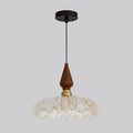 Flower-Shaped Resin Shade Wood Pendant Light
