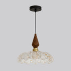 Flower-Shaped Resin Shade Wood Pendant Light