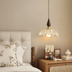 Flower-Shaped Resin Shade Wood Pendant Light