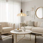 Flower-Shaped Resin Shade Wood Pendant Light