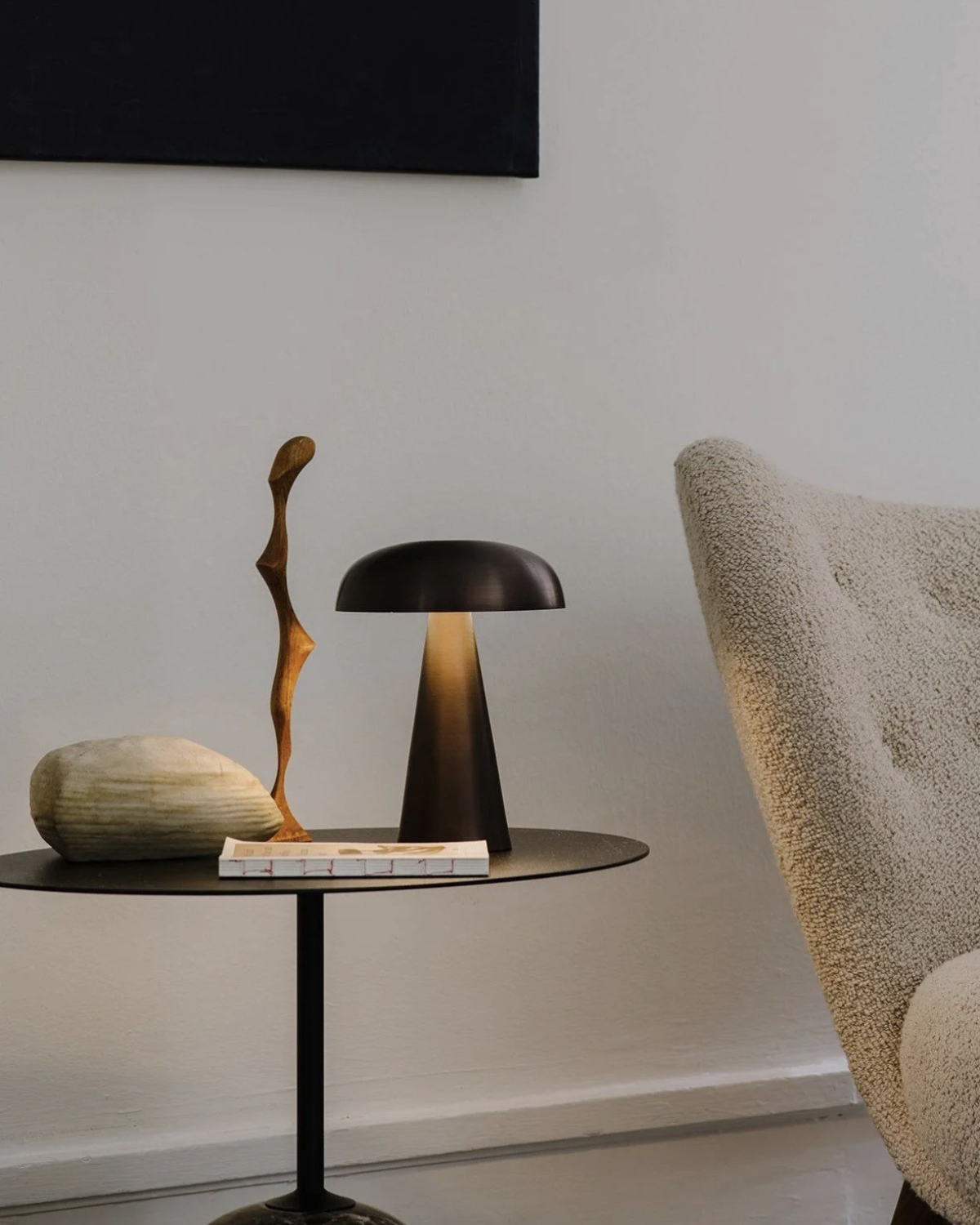 LuméaForm: Designer Table Lamp Made of Metal with Conical Base & Ambient Light – for Nightstands & Living Areas