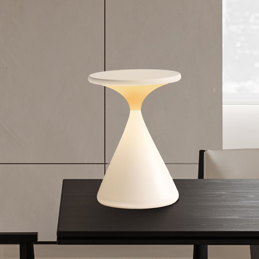 Lumevia: Wireless LED Table Lamp – Dimmable Battery Light in Hourglass Design