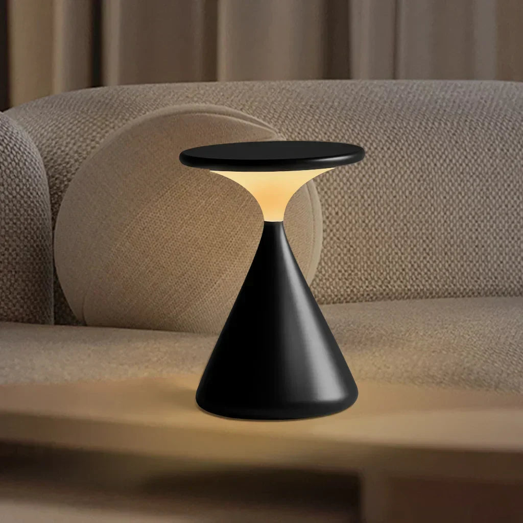 Lumevia: Wireless LED Table Lamp – Dimmable Battery Light in Hourglass Design