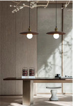 LumiArte: Wooden Pendant Light with Stained Glass – Modern LED Lighting for Dining Rooms & Living Rooms
