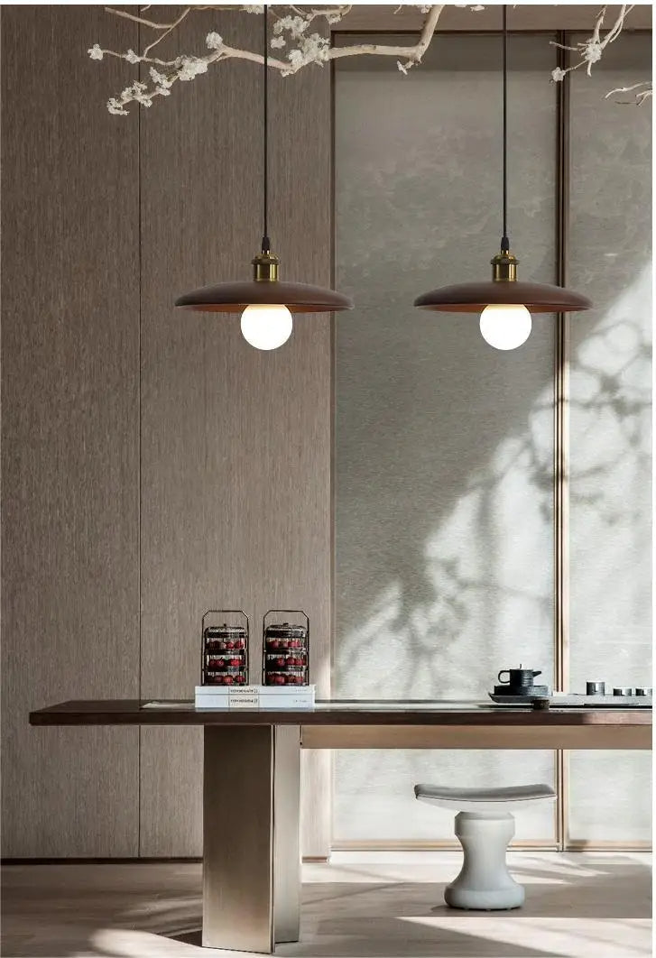 LumiArte: Wooden Pendant Light with Stained Glass – Modern LED Lighting for Dining Rooms & Living Rooms