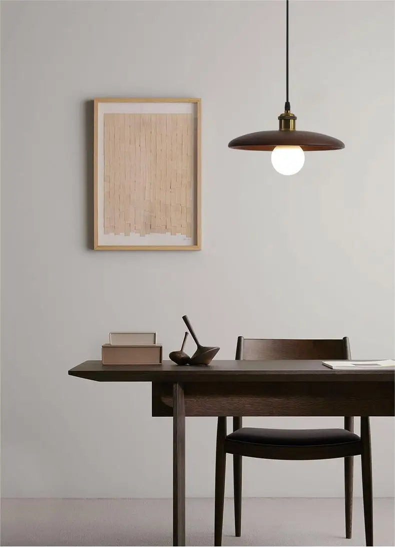 LumiArte: Wooden Pendant Light with Stained Glass – Modern LED Lighting for Dining Rooms & Living Rooms