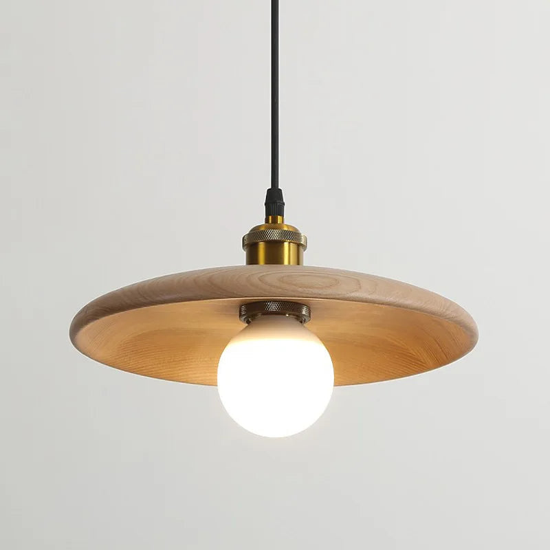 LumiArte: Wooden Pendant Light with Stained Glass – Modern LED Lighting for Dining Rooms & Living Rooms