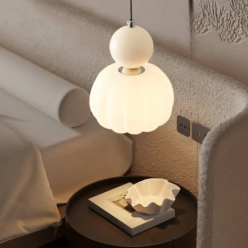 LumiDéco: Art Deco Pendant Light with Cream Shade – Elegant Hanging Lamp