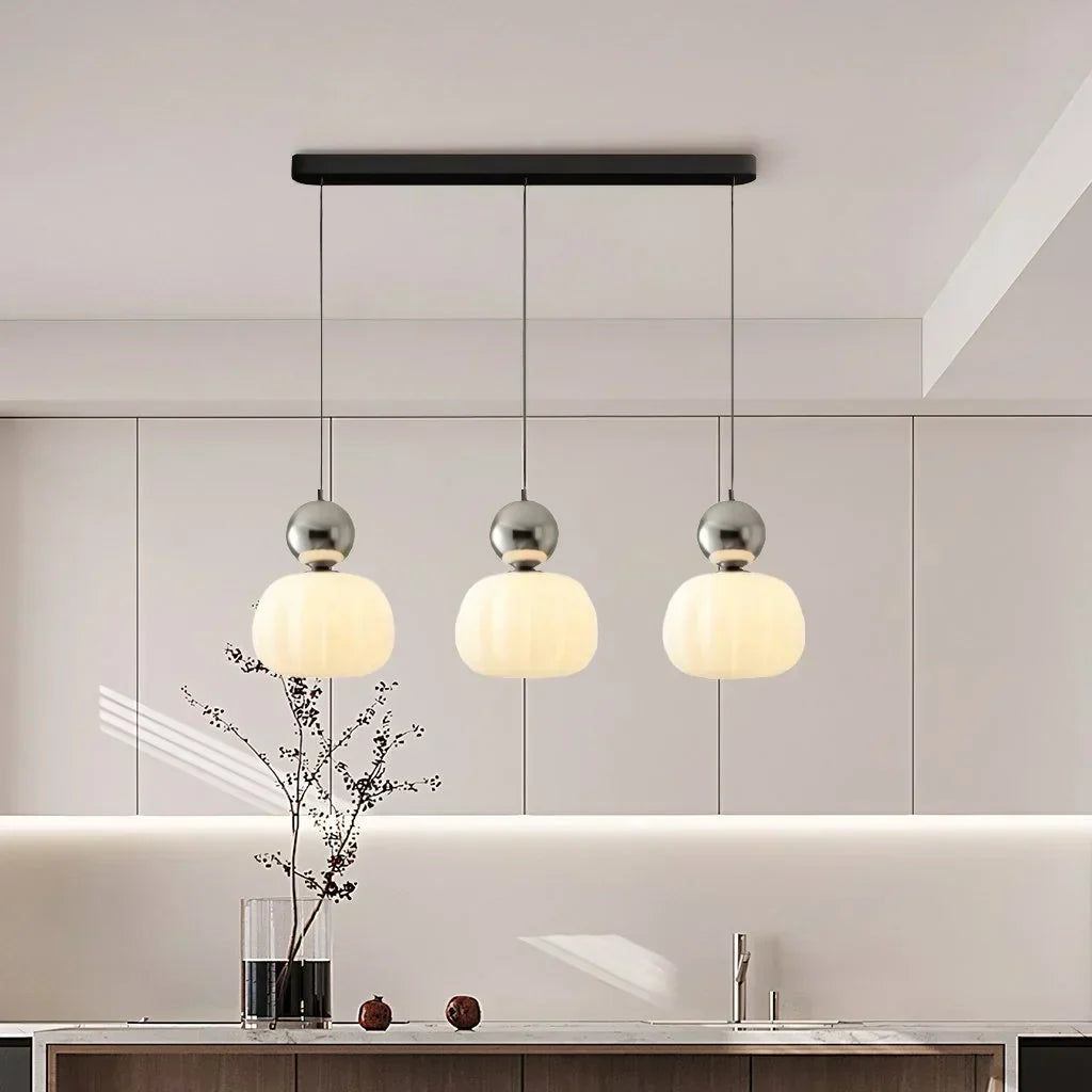LumiDéco: Art Deco Pendant Light with Cream Shade – Elegant Hanging Lamp