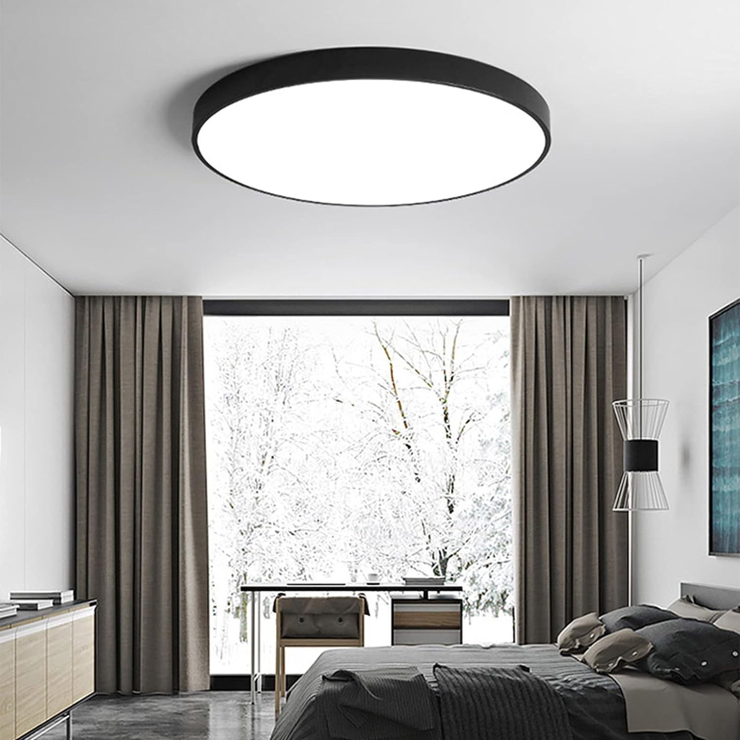 LumiDisc: Round LED Ceiling Light – Flat Surface-Mounted Lamp in Modern Design