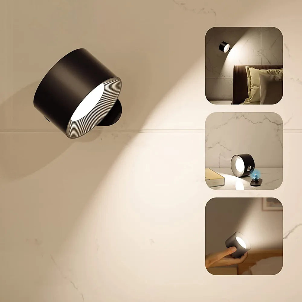 LumiFlex: Wireless LED Wall Light – Magnetic Rechargeable Lamp with 360° Rotation