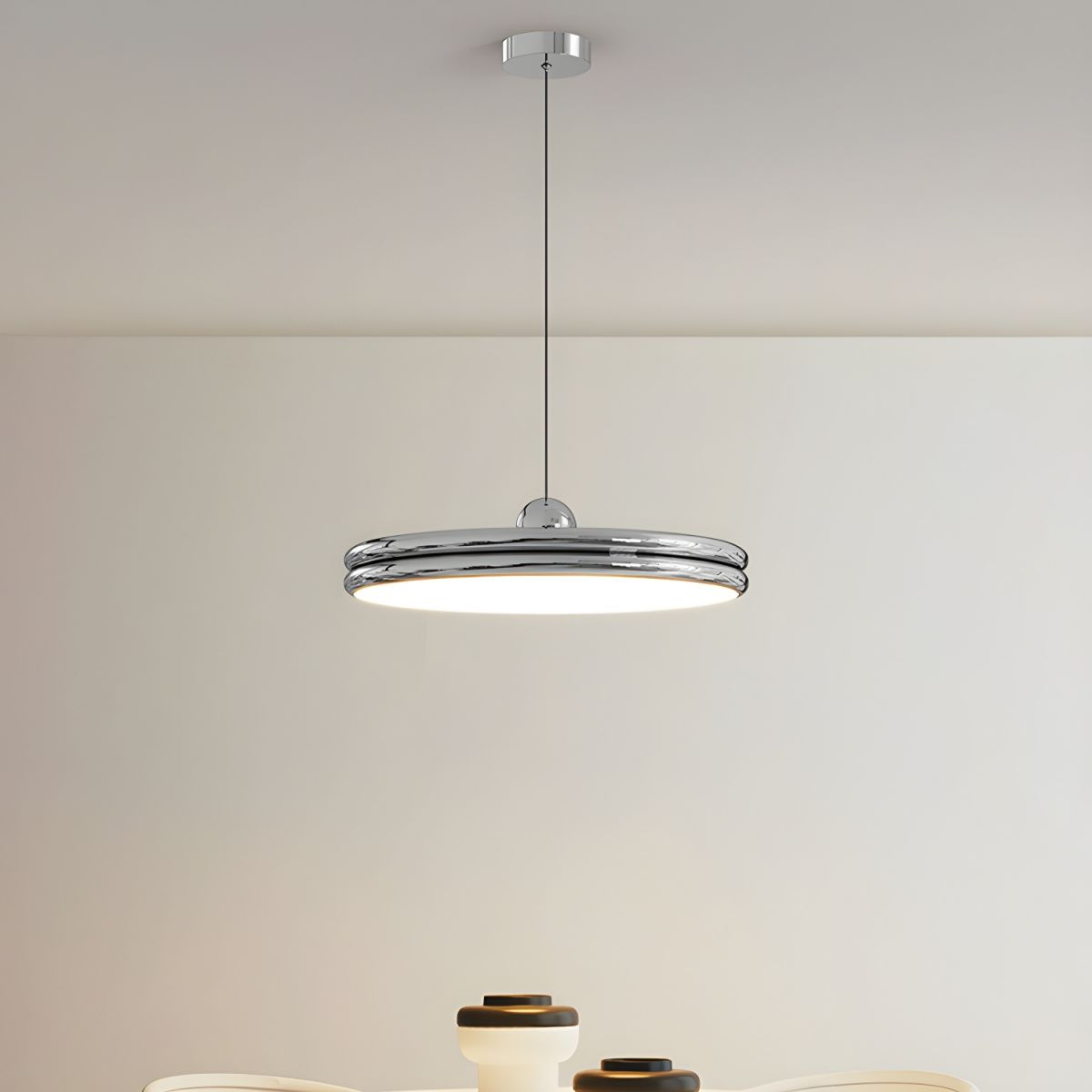 LumiForma: Minimalistic Metal-Acrylic Pendant Light with 3-Stage Dimming – for Living Room & Dining Room