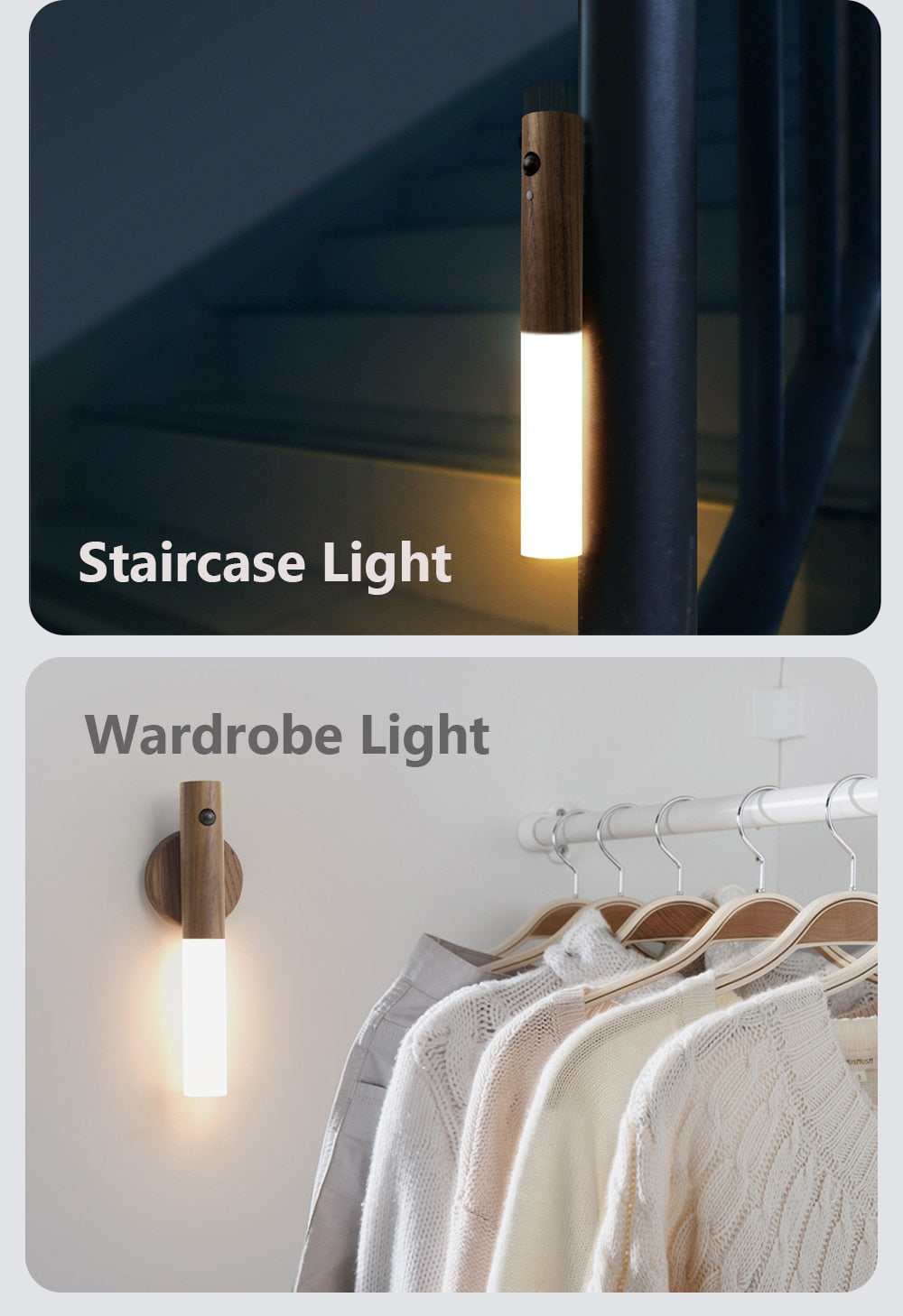 LumiSense: LED Wall Light with Motion Sensor – Rechargeable Night Light & Energy-Saving Illumination