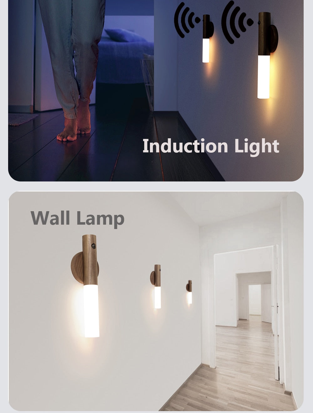 LumiSense: LED Wall Light with Motion Sensor – Rechargeable Night Light & Energy-Saving Illumination