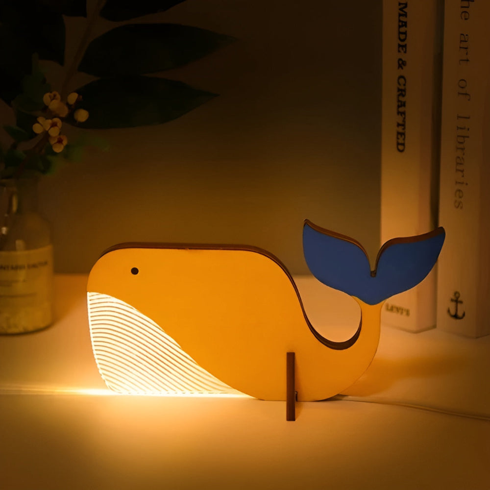 LumiZoo: Wooden Children's Table Lamp with LED Night Light & Cute Animal Design – for Children's Rooms & Nursery