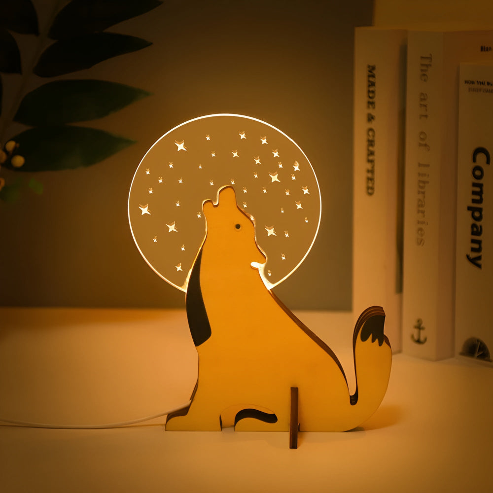 LumiZoo: Wooden Children's Table Lamp with LED Night Light & Cute Animal Design – for Children's Rooms & Nursery