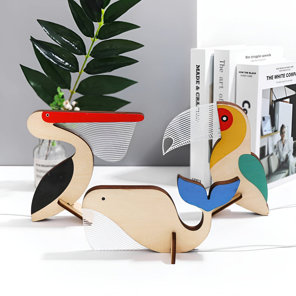 LumiZoo: Wooden Children's Table Lamp with LED Night Light & Cute Animal Design – for Children's Rooms & Nursery