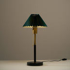 Green Pleated Shade Gold and Black Table Lamp