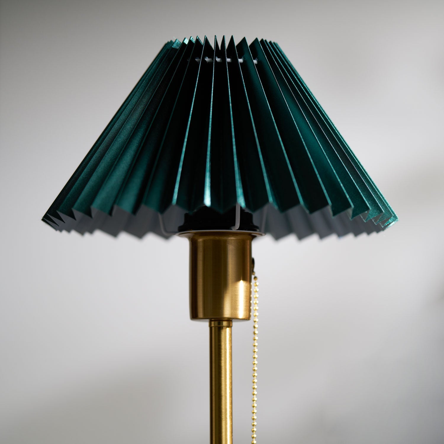 Green Pleated Shade Gold and Black Table Lamp