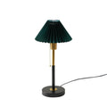 Green Pleated Shade Gold and Black Table Lamp