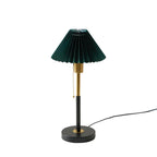 Green Pleated Shade Gold and Black Table Lamp
