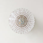 Textured Glass Globe Wood Base Ceiling Light