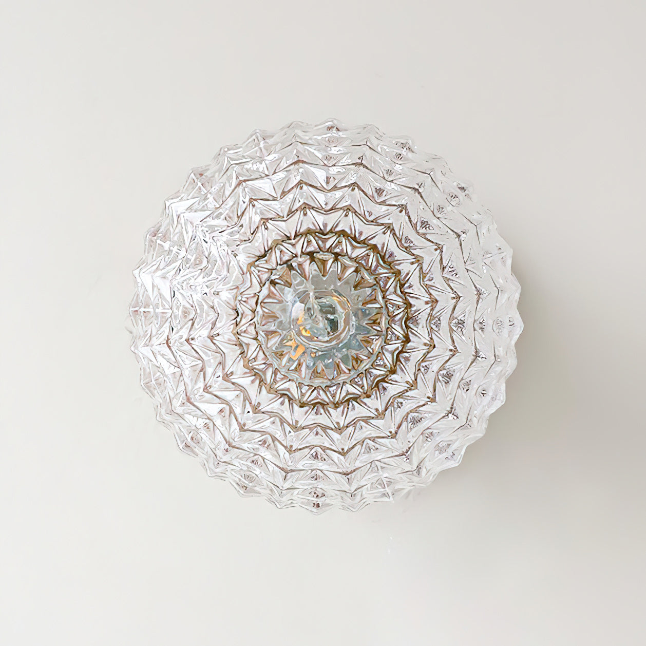 Textured Glass Globe Wood Base Ceiling Light