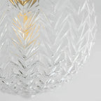 Textured Glass Globe Wood Base Ceiling Light
