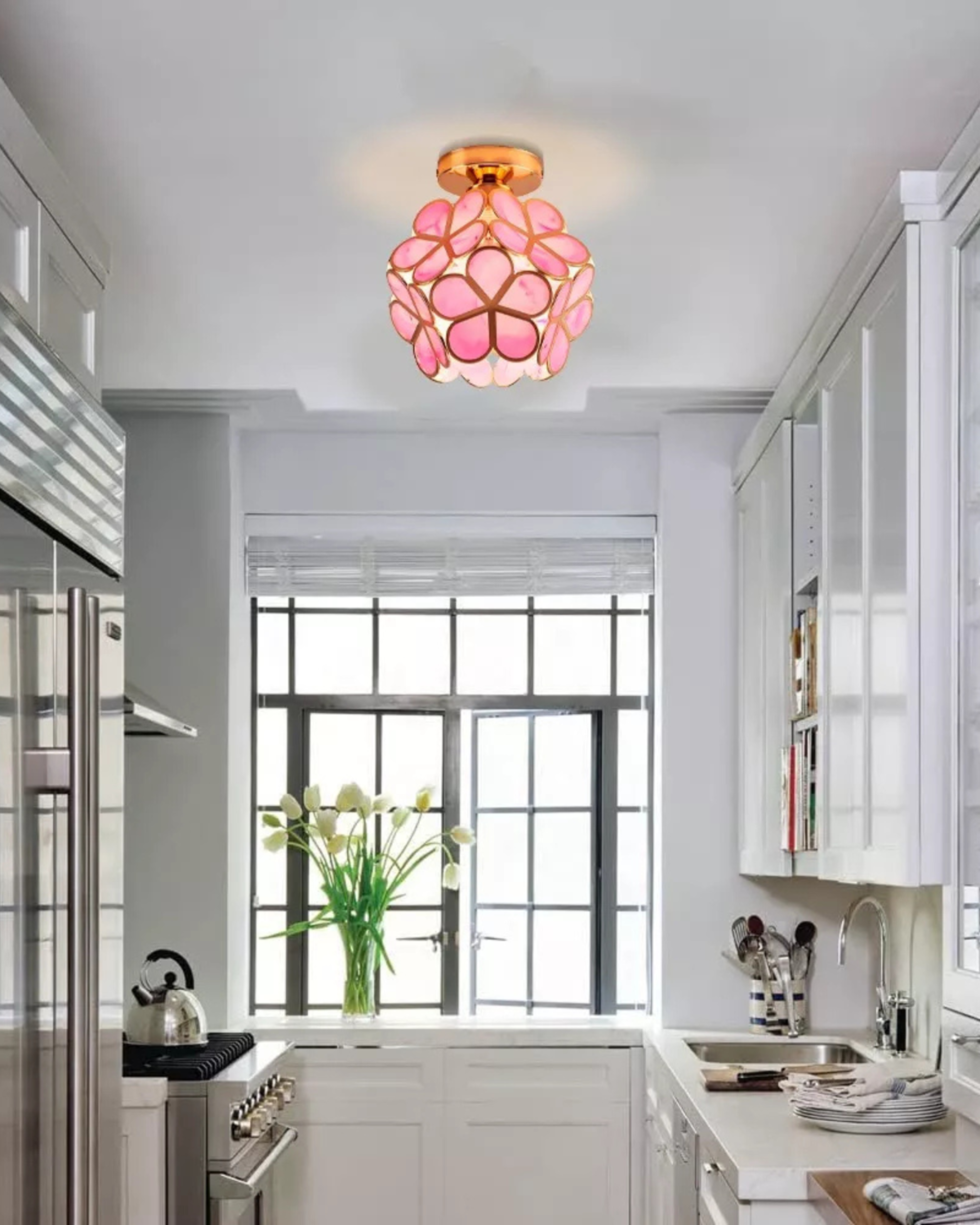 LuminaFiore: Modern LED Ceiling Light with Acrylic Flower Shape & Warm Ambient Light – for Hallway & Bedroom