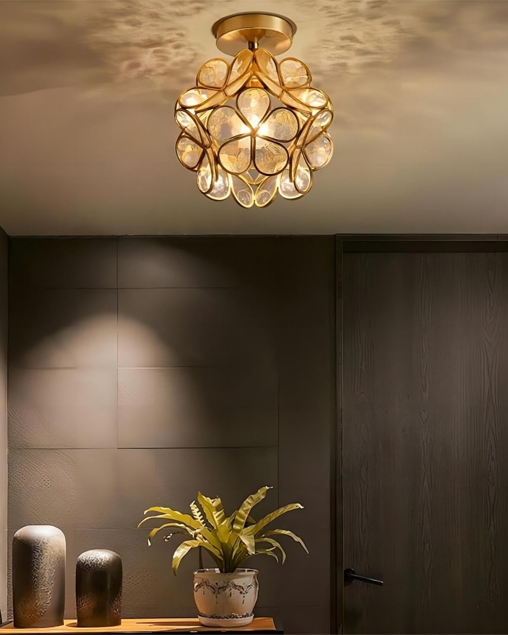 LuminaFiore: Modern LED Ceiling Light with Acrylic Flower Shape & Warm Ambient Light – for Hallway & Bedroom