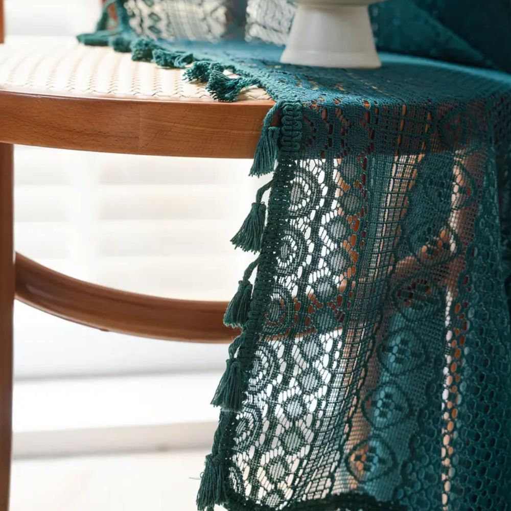 LumineSpitze: Curtains with Crochet Lace & Tassels – Semi-Transparent & Decorative for Living Rooms