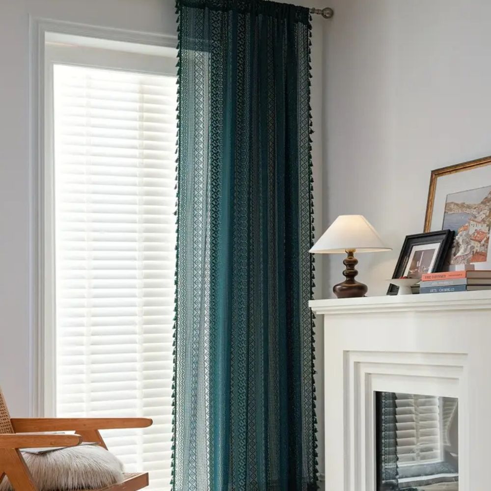 LumineSpitze: Curtains with Crochet Lace & Tassels – Semi-Transparent & Decorative for Living Rooms