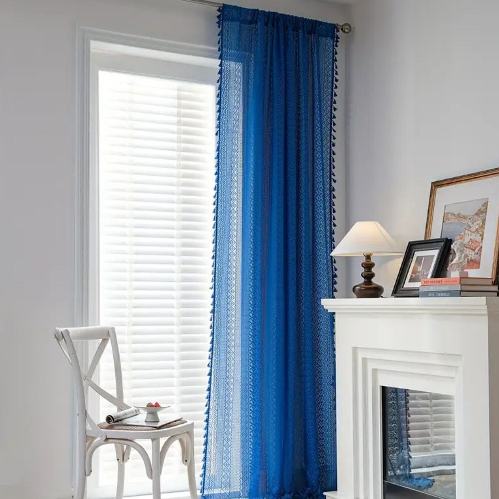 LumineSpitze: Curtains with Crochet Lace & Tassels – Semi-Transparent & Decorative for Living Rooms