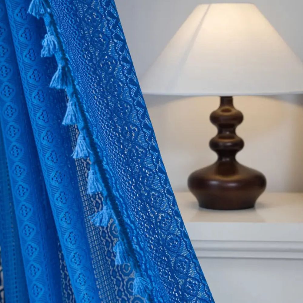LumineSpitze: Curtains with Crochet Lace & Tassels – Semi-Transparent & Decorative for Living Rooms
