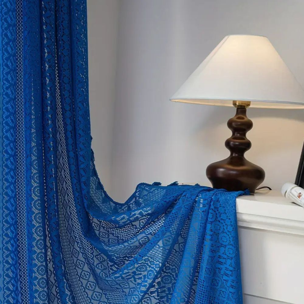 LumineSpitze: Curtains with Crochet Lace & Tassels – Semi-Transparent & Decorative for Living Rooms