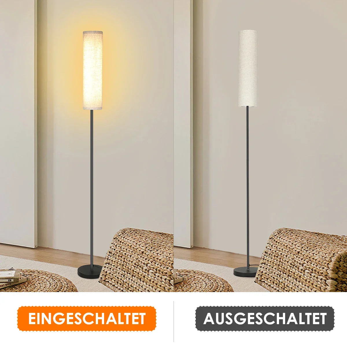 LumiveloLux: Scandinavian LED Floor Lamp with Dimmable Brightness & Remote Control – for Living Room & Bedroom