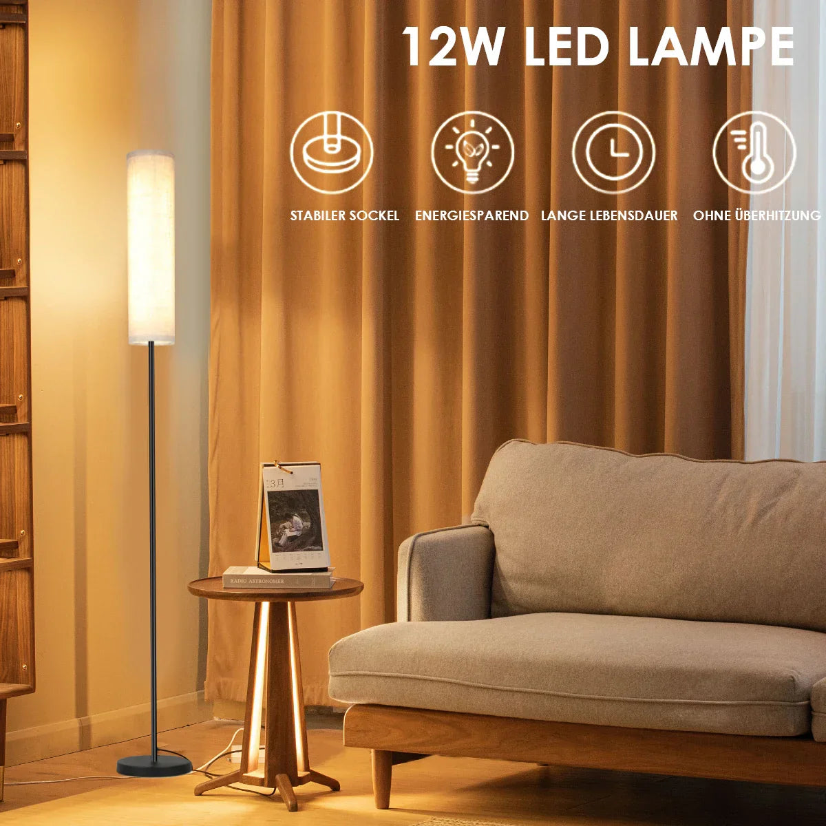 LumiveloLux: Scandinavian LED Floor Lamp with Dimmable Brightness & Remote Control – for Living Room & Bedroom