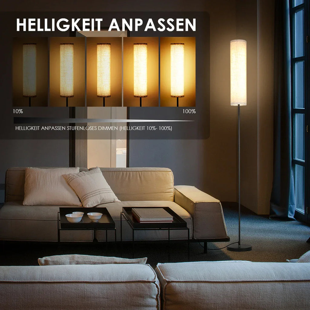 LumiveloLux: Scandinavian LED Floor Lamp with Dimmable Brightness & Remote Control – for Living Room & Bedroom
