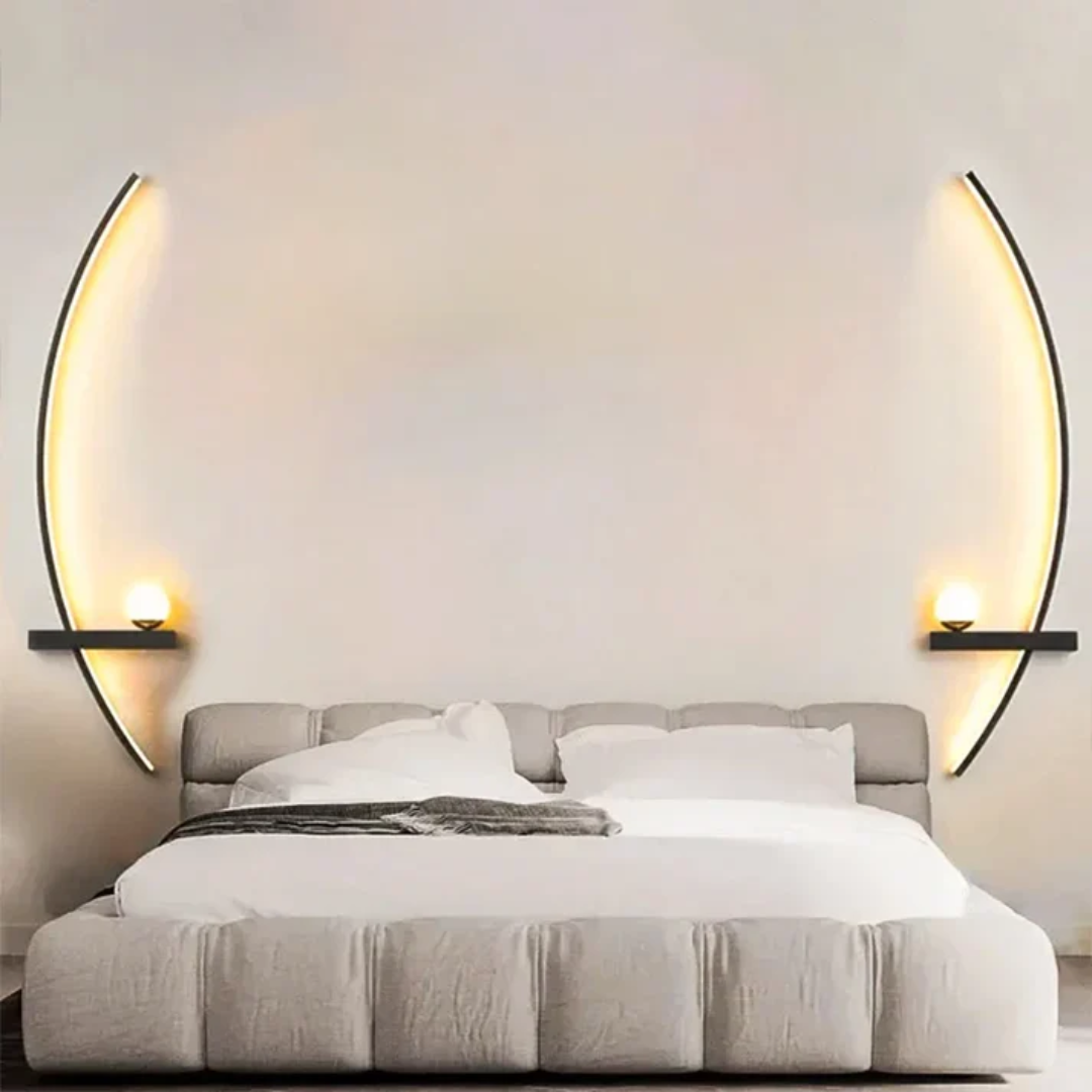 LumoArc: Elegant LED Wall Light Brass Curved 2-Flame Minimalist – Ideal for Living Areas & Home Office