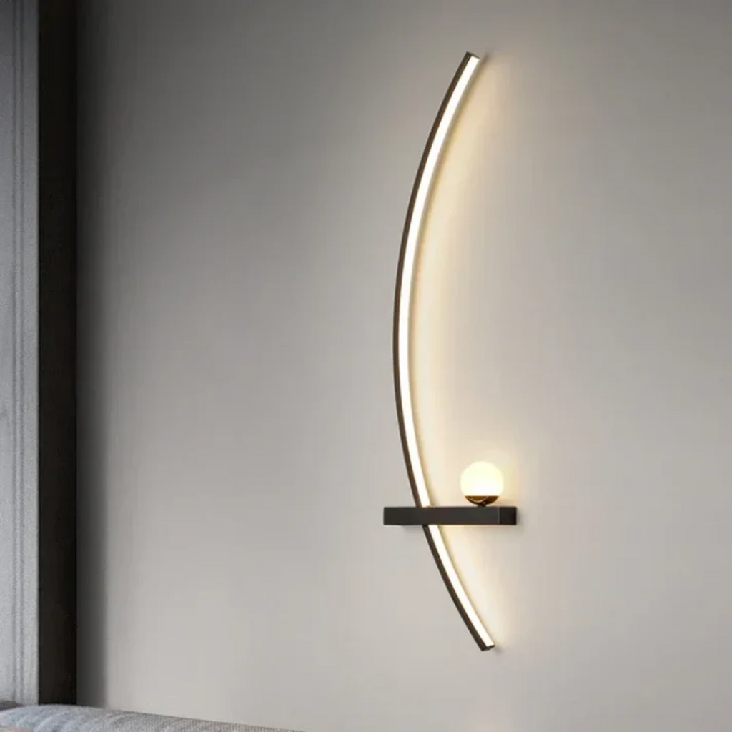 LumoArc: Elegant LED Wall Light Brass Curved 2-Flame Minimalist – Ideal for Living Areas & Home Office