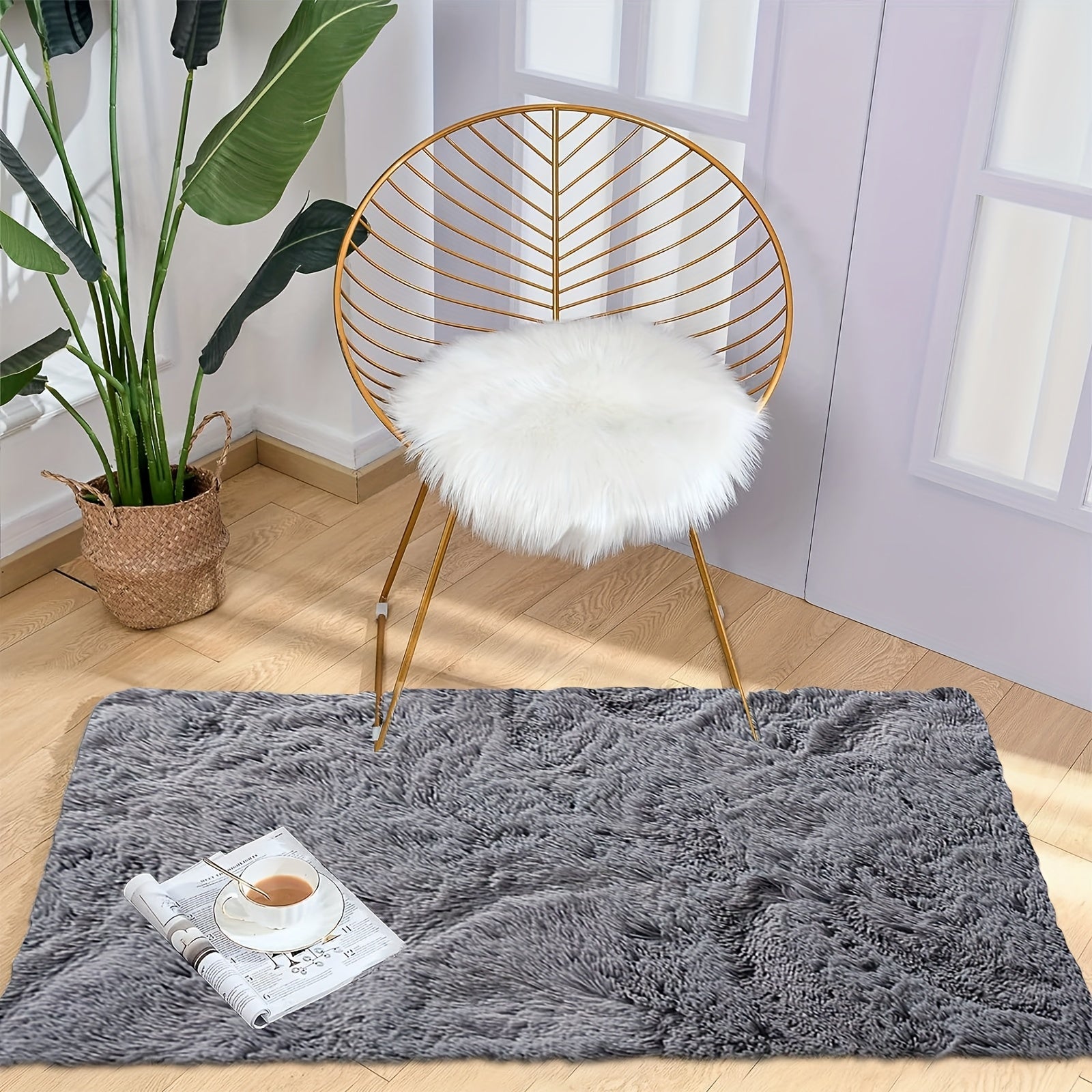 LumoEllis: Plush Luxurious Rectangular Non-Slip Rug – Nordic Style for Living Room & Bedroom