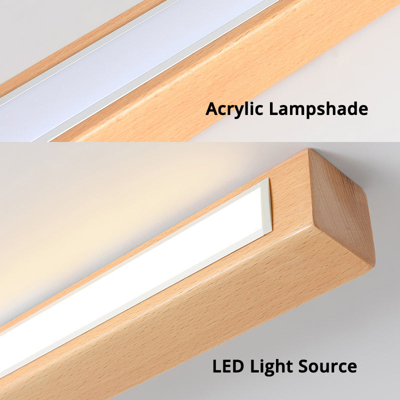 LumoLine: Modern LED Ceiling Light Wood – 3 Color Modes for Bedroom & Living Room